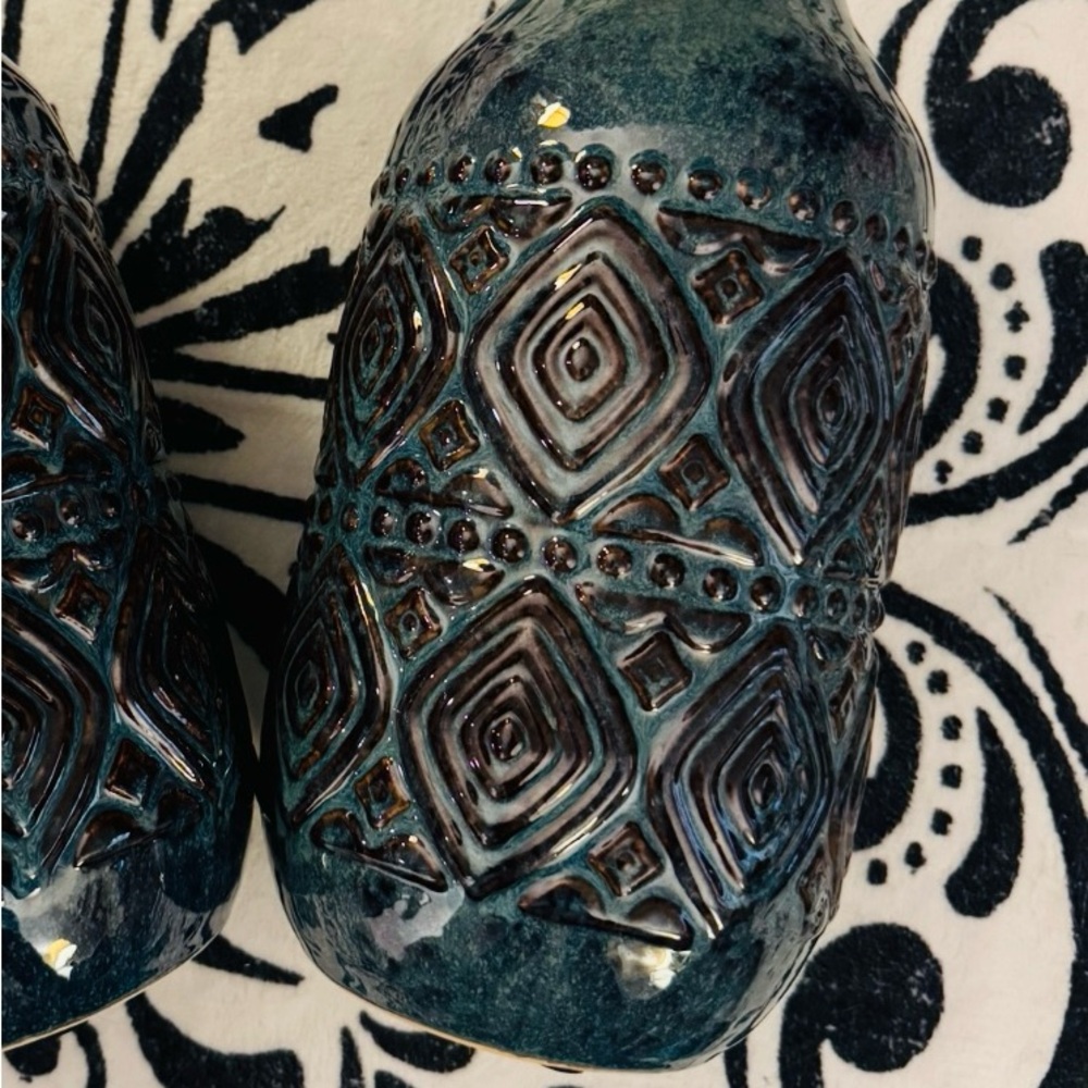 Intricate Blue Ceramic Vases